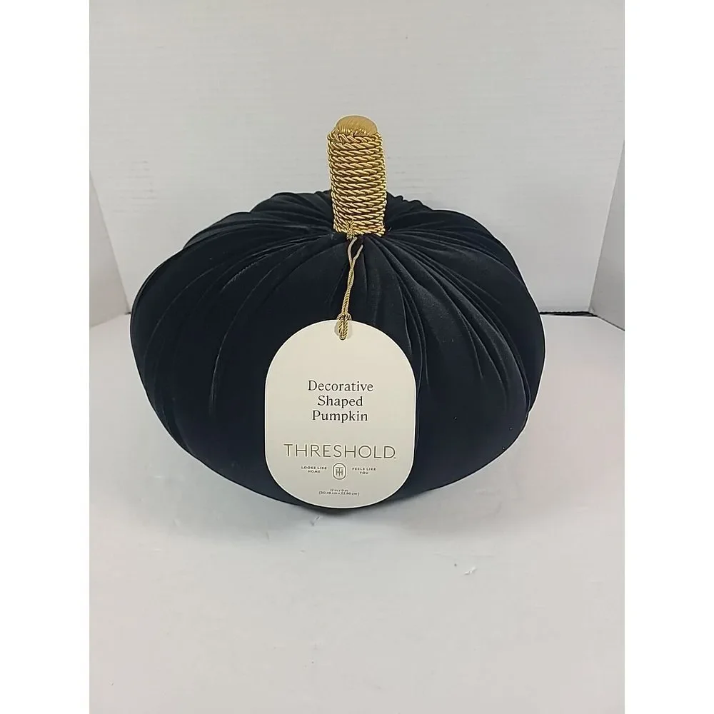 Shaped Velvet‎ Pumpkin Black - Threshold: Halloween Novelty Plush Throw Pillow